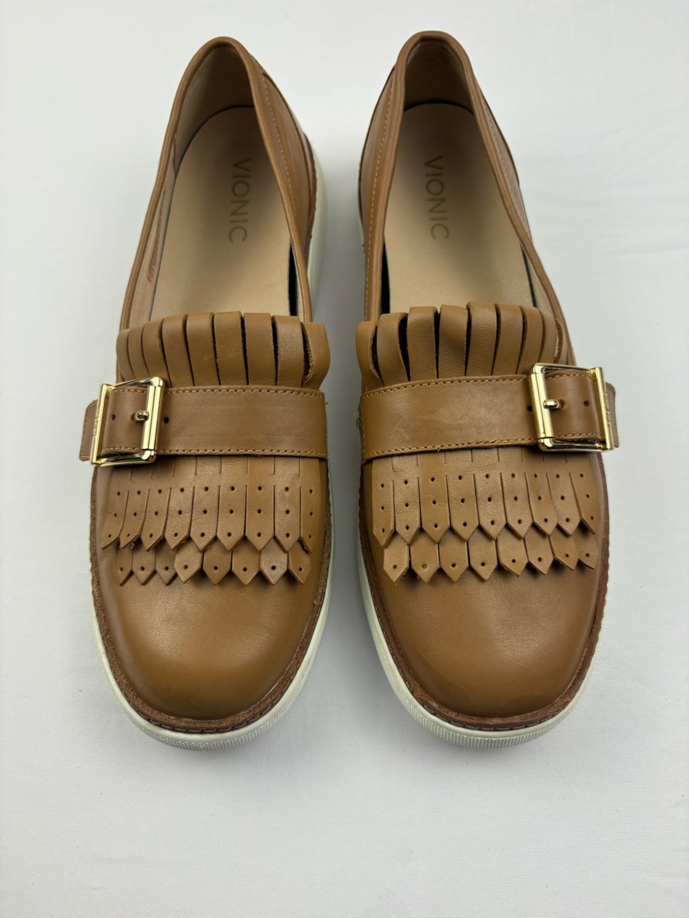 Vionic Women's Tan Leather Kiltie Loafers - Picture 2 of 12